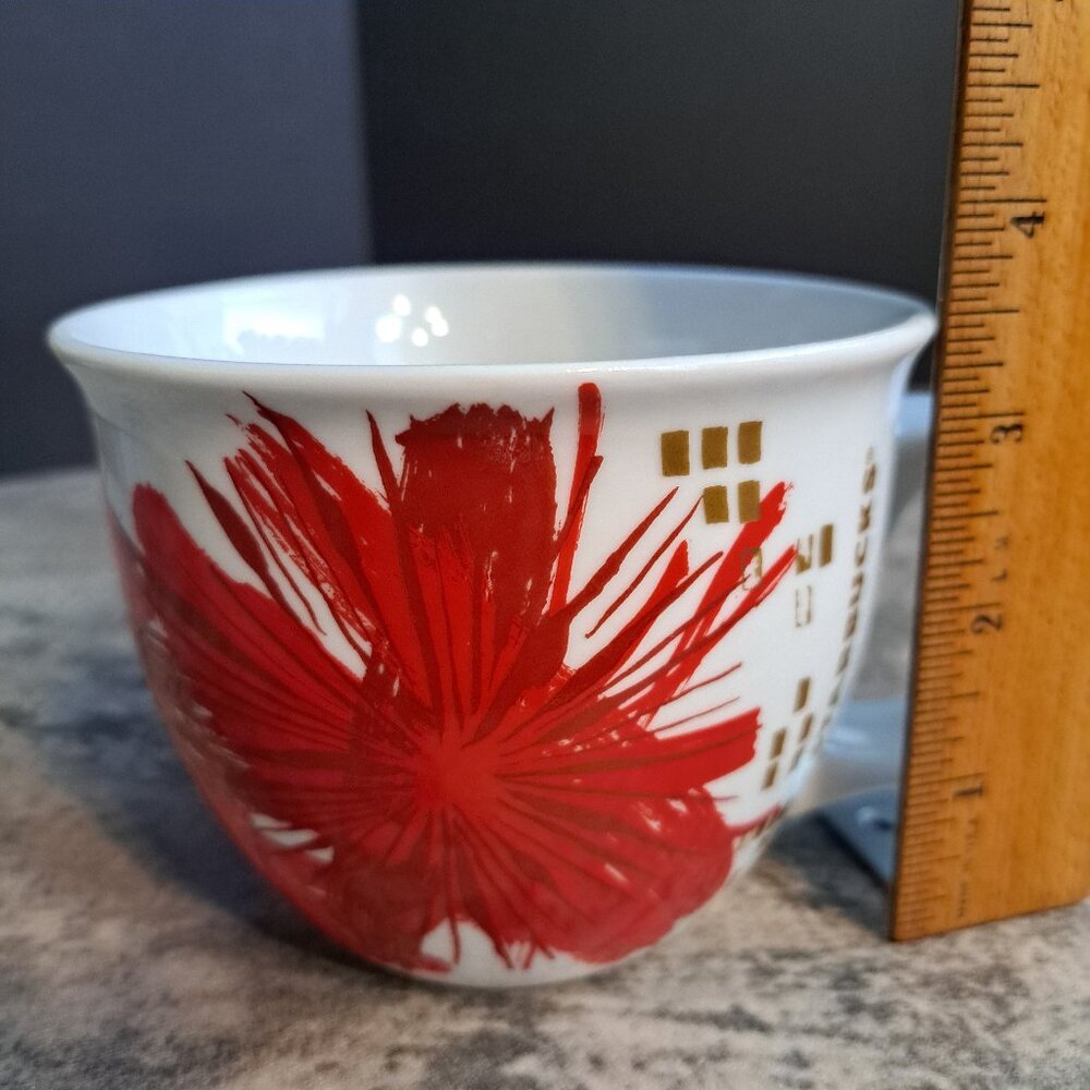 2014 STARBUCKS 14oz. Red Abstract StarBurst Fireworks Flower Holiday Mug Cup - Picture 6 of 7